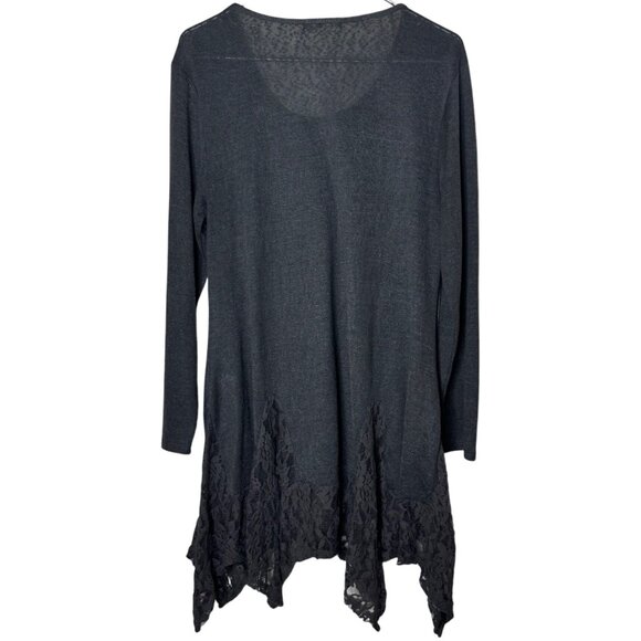 Indigo Soul Gray Lace Hem Tunic Top L Handkerchief Hem Boho Whimsigoth Romanti - Picture 5 of 6